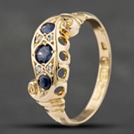 Pre-Owned Vintage 18ct Yellow Gold Sapphire & Sythetic Sapphire And Garnet Top Doublet Dress Ring 41383161