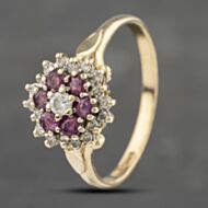 Pre-Owned 9ct Yellow Gold Ruby & 0.25ct Diamond Round Cluster Ring 41383202