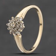 Pre-Owned 9ct Yellow Gold 0.12ct Diamond Cluster Ring 41383213