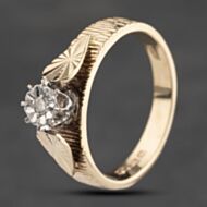 Pre-Owned 9ct Yellow Gold 0.02ct Diamond Solitaire Ring 41383222