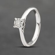 Pre-Owned 9ct White Gold 0.10ct Brilliant Cut Diamond Solitaire Ring 41383228