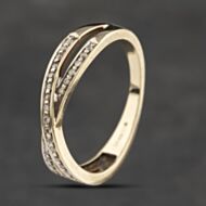 Pre-Owned 9ct Yellow Gold 0.10ct Diamond Crossover Ring 41383245