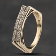 Pre-Owned 9ct Yellow Gold 0.40ct Diamond Two Row Ring 41383254