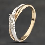 Pre-Owned 9ct Two Colour Gold Diamond Three Stone Ring 41383263