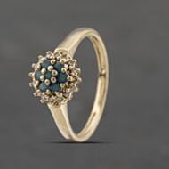 Pre-Owned 9ct Yellow Gold Apatite & 0.08ct Diamond Round Cluster Ring 41383276