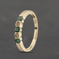 Pre-Owned 9ct Yellow Gold Emerald & 0.01ct Diamond Five Stone Ring 41383279