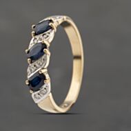 Pre-Owned 9ct Yellow Gold Sapphire & 0.08ct Diamond Half Eternity Ring 41383284