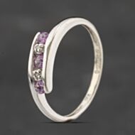 Pre-Owned 9ct White Gold Topaz & Diamond Crossover Ring 41383312