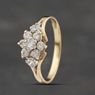 Pre-Owned 9ct Yellow Gold Cubic Zirconia Flower Cluster Ring 41383325