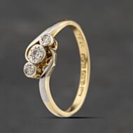 Pre-Owned Vintage Yellow Gold 0.07ct Diamond Twist Three Stone Ring 41383340