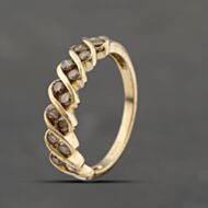 Pre-Owned 9ct Yellow Gold 0.42ct Cognac Diamond Two Row Dress Ring 41383351