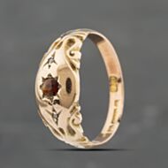 Pre-Owned Antique 9ct Rose Gold Garnet & Diamond Three Stone Ring 41383361