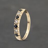Pre-Owned 9ct Yellow Gold Sapphire & Diamond Half Eternity Ring 41383369