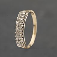 Pre-Owned 9ct Yellow Gold Brilliant Cut Diamond Two Row Ring 41383382