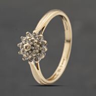 Pre-Owned 9ct Yellow Gold 0.10ct Brilliant Cut Diamond Round Cluster Ring 41383385