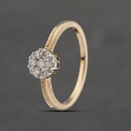 Pre-Owned 9ct Yellow Gold 0.25ct Brilliant Cut Diamond Round Cluster Ring 41383386