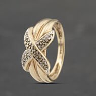 Pre-Owned 9ct Yellow Gold Diamond Crossover Dress Ring 41383389