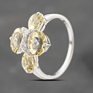 Pre-Owned 9ct White Gold Lemon Citrine & 0.05ct Diamond Cluster Ring 41383395