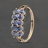 Pre-Owned 9ct Yellow Gold Tanzanite & Brilliant Cut Diamond Dress Ring 41383404