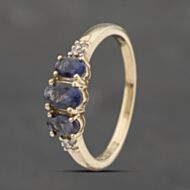 Pre-Owned 9ct Yellow Gold Tanzanite & Diamond Dress Ring 41383406