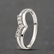 Pre-Owned 9ct White Gold 0.05ct Diamond Half Wishbone Ring 41383413