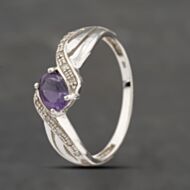 Pre-Owned 9ct White Gold Amethyst & Diamond Dress Ring 41383415