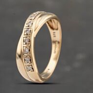 Pre-Owned 9ct Yellow Gold Diamond Crossover Ring 41383417