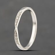 Pre-Owned 9ct White Gold 0.07ct Diamond Twist Dress Ring 41383426