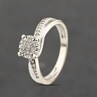 Pre-Owned 9ct White Gold Diamond & 0.20ct Diamond Set Shoulders Cluster Ring 41383428