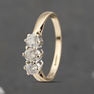 Pre-Owned 9ct Yellow Gold 0.50ct Brilliant Cut Diamond Three Stone Ring 41383433