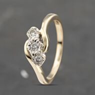 Pre-Owned 9ct Yellow Gold 0.25ct Brilliant Cut Diamond Three Stone Ring 41383434