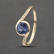 Pre-Owned 9ct Yellow Gold Tanzanite & 0.10ct Diamond Twist Dress Ring 41383444