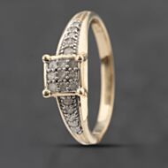 Pre-Owned 9ct Yellow Gold Diamond Square Cluster Ring 41383451