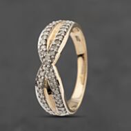 Pre-Owned 9ct Yellow Gold Diamond Crossover Ring 41383452