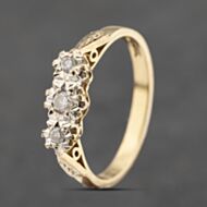 Pre-Owned 9ct Yellow Gold Diamond Three Stone Ring 41383457