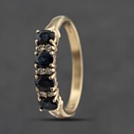 Pre-Owned 9ct Yellow Gold Sapphire & Diamond Half Eternity Ring 41383465