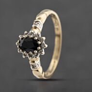 Pre-Owned 9ct Yellow Gold Sapphire & Diamond Cluster Ring 41383466