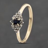 Pre-Owned 9ct Yellow Gold Sapphire & Diamond Cluster Ring 41383467