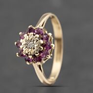 Pre-Owned 9ct Yellow Gold Ruby & Diamond Cluster Ring 41383475