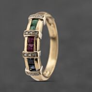Pre-Owned 9ct Yellow Gold Multi Stone Dress Ring 41383483