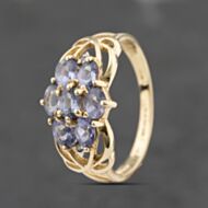 Pre-Owned 9ct Yellow Gold Tanzanite Cluster Ring 41383484