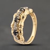 Pre-Owned 9ct Yellow Gold Sapphire & 0.10ct Diamond Bamboo Design Half Eternity Ring 41383493