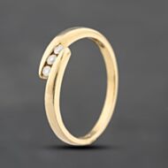 Pre-Owned 9ct Yellow Gold 0.10ct Brilliant Cut Diamond Crossover Three Stone Ring 41383516