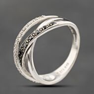 Pre-Owned 9ct White Gold 0.15ct Brilliant Cut Multi-Coloured Diamond Crossover Ring 41383527