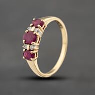 Pre-Owned 9ct Yellow Gold Ruby & 0.08ct Brilliant Cut Diamond Seven Stone Ring 41383533