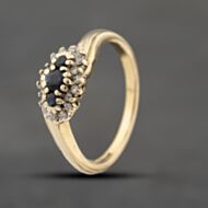 Pre-Owned 9ct Yellow Gold Sapphire & 0.28ct Brilliant Cut Diamond Cluster Ring 41383535