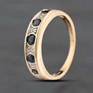 Pre-Owned 9ct Yellow Gold Sapphire & 0.04ct Diamond Half Eternity Ring 41383544
