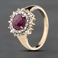 Pre-Owned 9ct Yellow Gold Ruby & Diamond Cluster Ring 41383545
