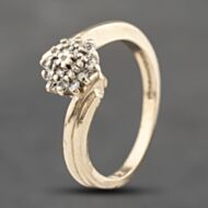 Pre-Owned 9ct Yellow Gold 0.12ct Diamond Twist Cluster Ring 41383564
