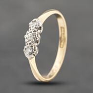 Pre-Owned Vintage Yellow Gold 0.11ct Brilliant Cut Diamond Three Stone Ring 41383567